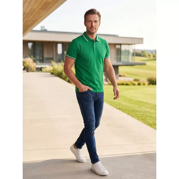  Tricou pentru bărbați cu guler ALTISPORT NoPrint NP/ALM912 VERDE MEDIU 