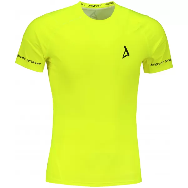  Tricou de compresie funcțional premium cu mâneci scurte pentru bărbați ALTISPORT VOJ/ALM000TR04 GALBEN NEON 