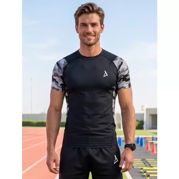  Tricou de compresie funcțional premium cu mâneci scurte pentru bărbați ALTISPORT VOJ/ALM038TR04 GRI 