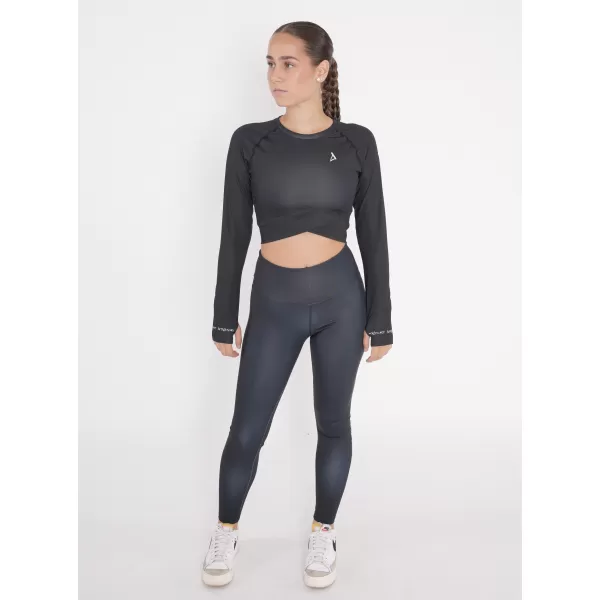  Crop top funcțional premium pentru femei, cu mâneci lungi ALTISPORT VOJ/ALW000TR04 NEGRU 