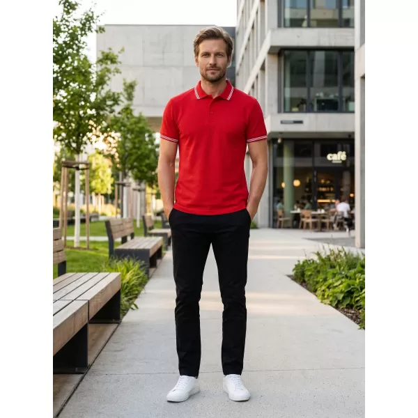  Tricou pentru bărbați cu guler ALTISPORT NoPrint NP/ALM912 ROȘU 