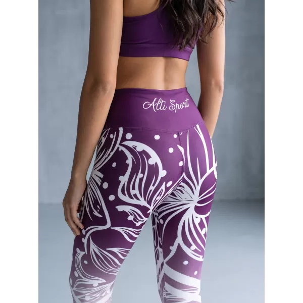  Jambiere funcționale lungi premium de damă ALTISPORT VOJ/ALW045LEG01 VIOLET/ALB 
