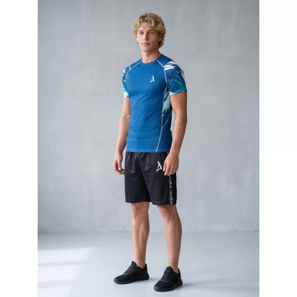  Tricou de compresie funcțional premium cu mâneci scurte pentru bărbați ALTISPORT VOJ/ALM039TR04 ALBASTRU MARIN 