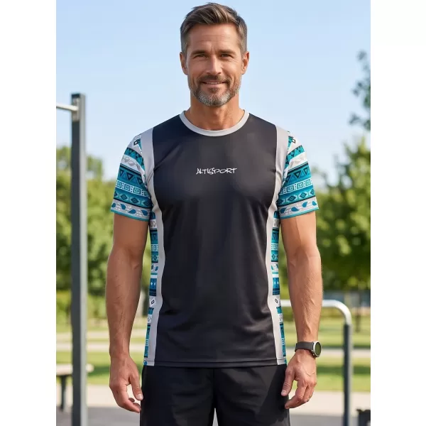  Tricou funcțional premium pentru bărbați ALTISPORT VOJ/ALM043TR01 NEGRU ȘI ALBASTRU 