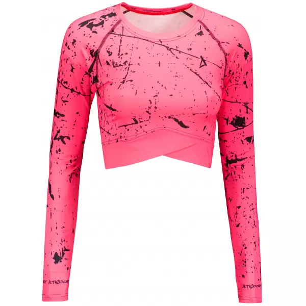  Crop top funcțional premium pentru femei, cu mâneci lungi ALTISPORT VOJ/ALW034TR04 ROZ FLUO 