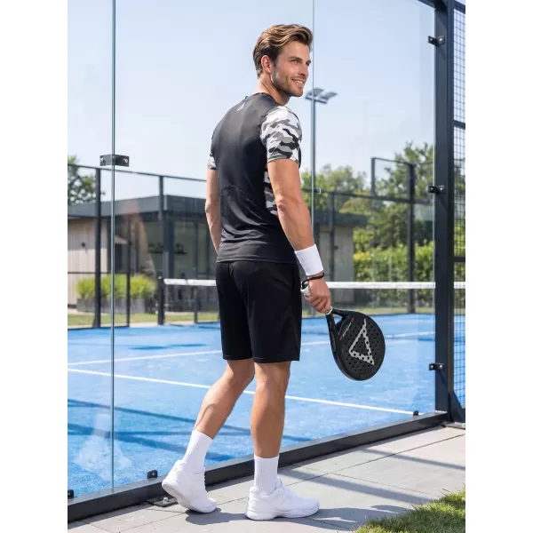 Tricou de compresie funcțional premium cu mâneci scurte pentru bărbați ALTISPORT VOJ/ALM038TR04 ALB-NEGRU 