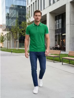 Tricou pentru bărbați cu guler ALTISPORT NoPrint NP/ALM912 VERDE MEDIU