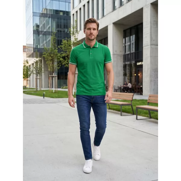  Tricou pentru bărbați cu guler ALTISPORT NoPrint NP/ALM912 VERDE MEDIU 