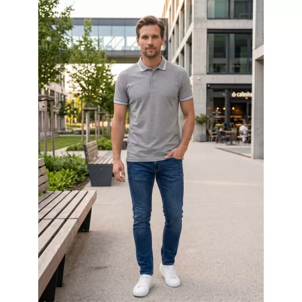  Tricou pentru bărbați cu guler ALTISPORT NoPrint NP/ALM912 EVIDENȚIERI GRI ÎNCHIS 
