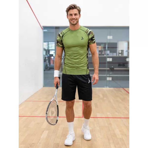  Tricou de compresie funcțional premium cu mâneci scurte pentru bărbați ALTISPORT VOJ/ALM038TR04 VERDE/KAKI 