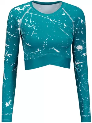 Crop top funcțional premium pentru femei, cu mâneci lungi ALTISPORT VOJ/ALW034TR04 SMARALD