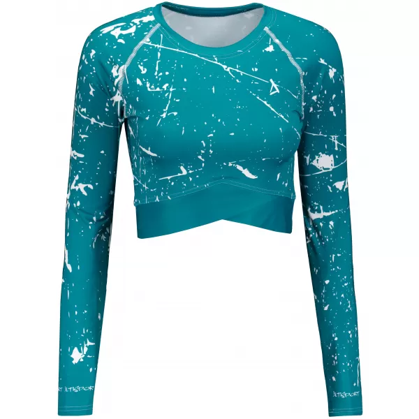  Crop top funcțional premium pentru femei, cu mâneci lungi ALTISPORT VOJ/ALW034TR04 SMARALD 