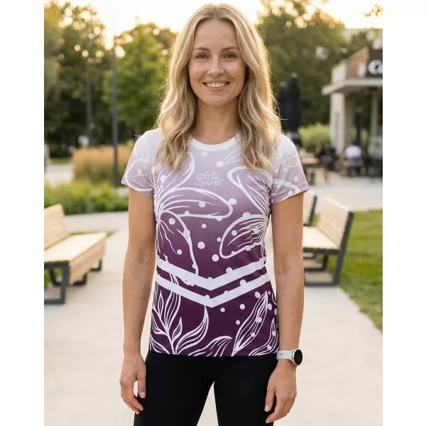  Tricou funcțional premium pentru femei ALTISPORT VOJ/ALW045TR01 VIOLET/ALB 