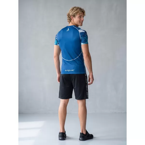  Tricou de compresie funcțional premium cu mâneci scurte pentru bărbați ALTISPORT VOJ/ALM039TR04 ALBASTRU MARIN 