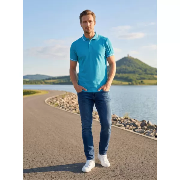  Tricou pentru bărbați cu guler ALTISPORT NoPrint NP/ALM912 TURCOAZ 