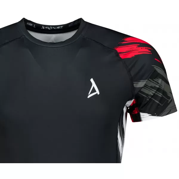  Tricou de compresie funcțional premium cu mâneci scurte pentru bărbați ALTISPORT VOJ/ALM039TR04 NEGRU ȘI ROȘU 