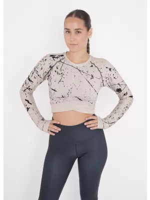 Crop top funcțional premium pentru femei, cu mâneci lungi ALTISPORT VOJ/ALW034TR04 MARO