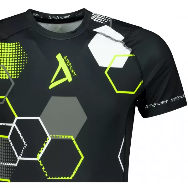  Tricou de compresie funcțional premium cu mâneci scurte pentru bărbați ALTISPORT VOJ/ALM037TR04 NEGRU ȘI GALBEN 