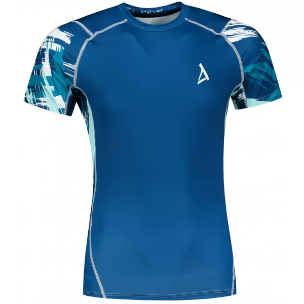  Tricou de compresie funcțional premium cu mâneci scurte pentru bărbați ALTISPORT VOJ/ALM039TR04 ALBASTRU MARIN 