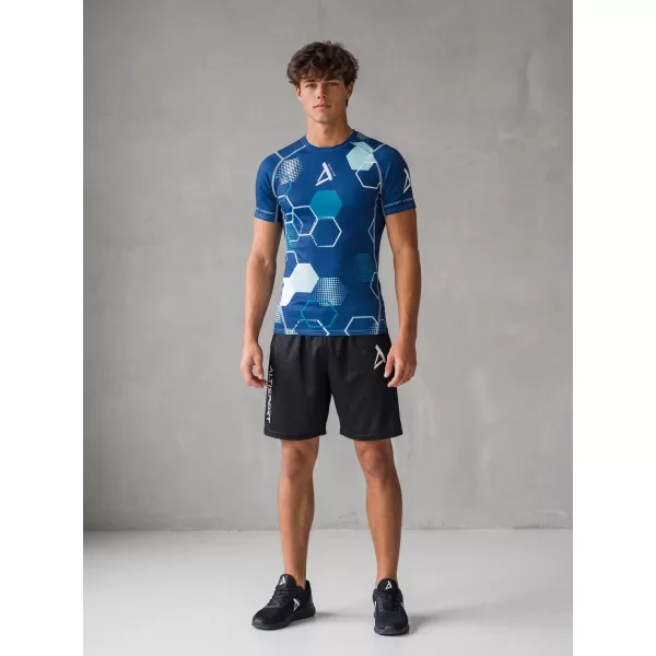  Tricou de compresie funcțional premium cu mâneci scurte pentru bărbați ALTISPORT VOJ/ALM037TR04 ALBASTRU MARIN 