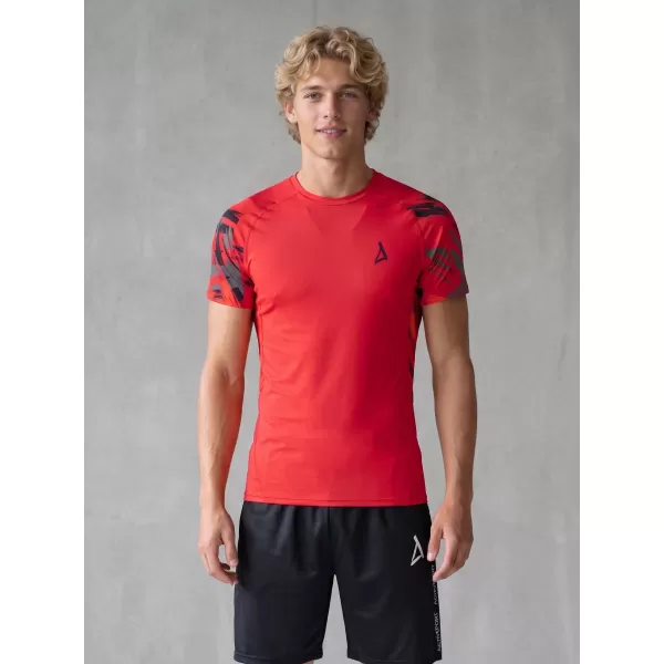  Tricou de compresie funcțional premium cu mâneci scurte pentru bărbați ALTISPORT VOJ/ALM039TR04 ROȘU 