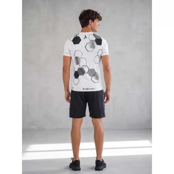  Tricou de compresie funcțional premium cu mâneci scurte pentru bărbați ALTISPORT VOJ/ALM037TR04 ALB 