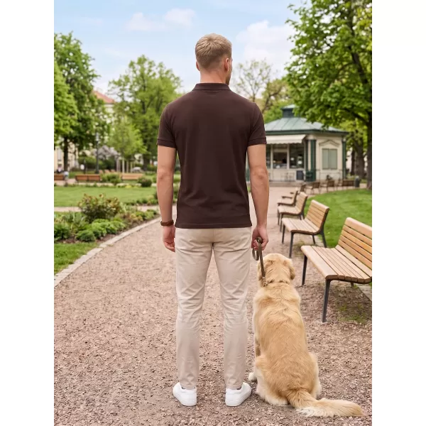  Tricou pentru bărbați cu guler ALTISPORT NoPrint NP/ALM302 CAFEA 