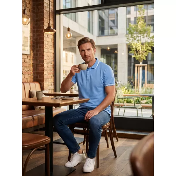  Tricou pentru bărbați cu guler ALTISPORT NoPrint NP/ALM912 CER ALBASTRU 