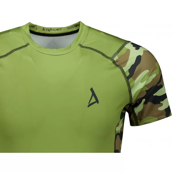  Tricou de compresie funcțional premium cu mâneci scurte pentru bărbați ALTISPORT VOJ/ALM038TR04 VERDE/KAKI 