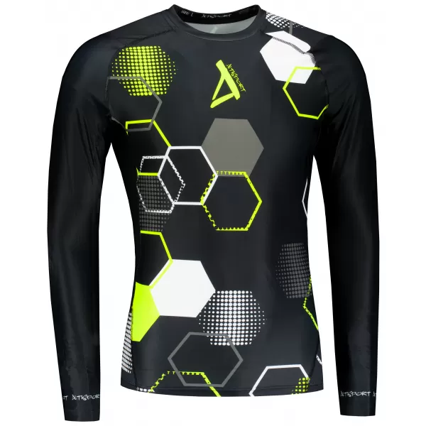  Tricou de compresie funcțional premium pentru bărbați ALTISPORT VOJ/ALM037TR03 NEGRU ȘI GALBEN 