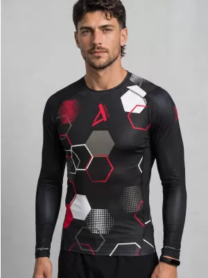 Tricou de compresie funcțional premium pentru bărbați ALTISPORT VOJ/ALM037TR03 NEGRU ȘI ROȘU