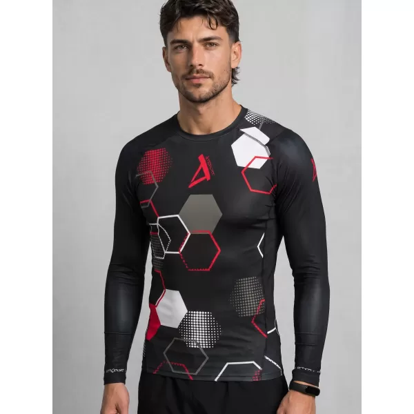  Tricou de compresie funcțional premium pentru bărbați ALTISPORT VOJ/ALM037TR03 NEGRU ȘI ROȘU 