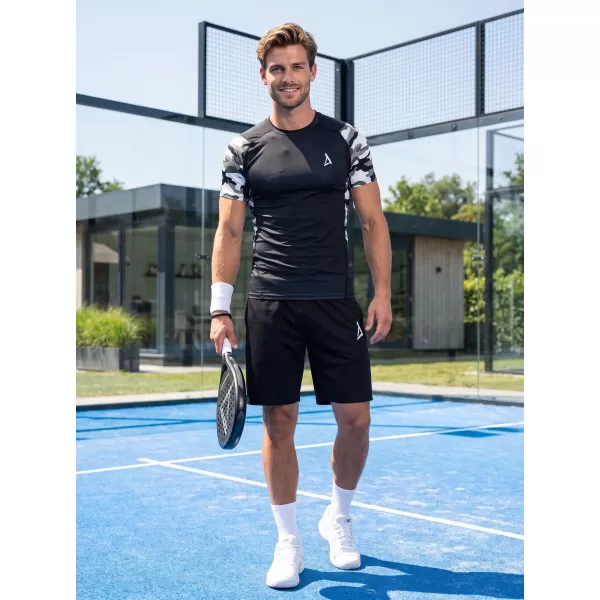  Tricou de compresie funcțional premium cu mâneci scurte pentru bărbați ALTISPORT VOJ/ALM038TR04 ALB-NEGRU 