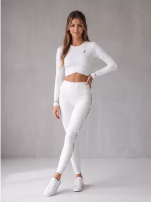 Crop top funcțional premium pentru femei, cu mâneci lungi ALTISPORT VOJ/ALW000TR04 ALB