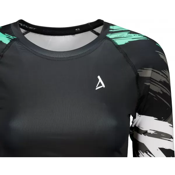  Crop top funcțional premium pentru femei, cu mâneci lungi ALTISPORT VOJ/ALW039TR04 NEGRU/TURCOAZ 