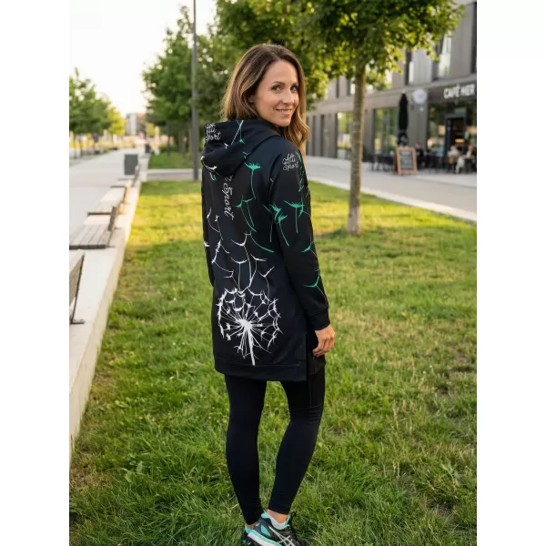  Hanorac funcțional premium pentru femei ALTISPORT VOJ/ALW035MI03 NEGRU/TURCOAZ 