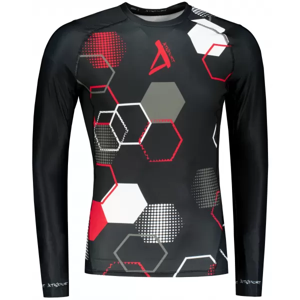  Tricou de compresie funcțional premium pentru bărbați ALTISPORT VOJ/ALM037TR03 NEGRU ȘI ROȘU 