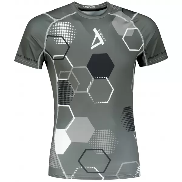  Tricou de compresie funcțional premium cu mâneci scurte pentru bărbați ALTISPORT VOJ/ALM037TR04 GRI 