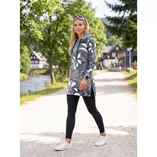  Hanorac prelungit funcțional pentru femei premium ALTISPORT VOJ/ALW020MI03 ALB-NEGRU 