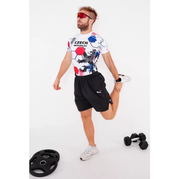  Cămașă funcțională de compresie pentru bărbați cu mâneci scurte premium ALTISPORT VOJ/ALM036TR04 HEXA ALB 