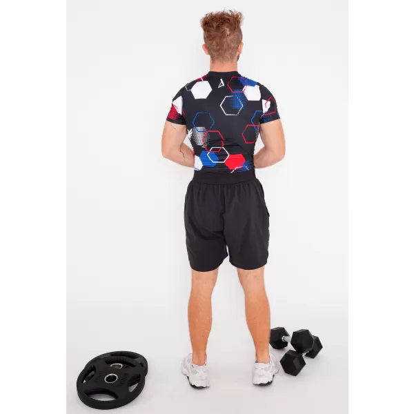  Cămașă funcțională de compresie pentru bărbați cu mâneci scurte premium ALTISPORT VOJ/ALM036TR04 HEXA NEGRU 