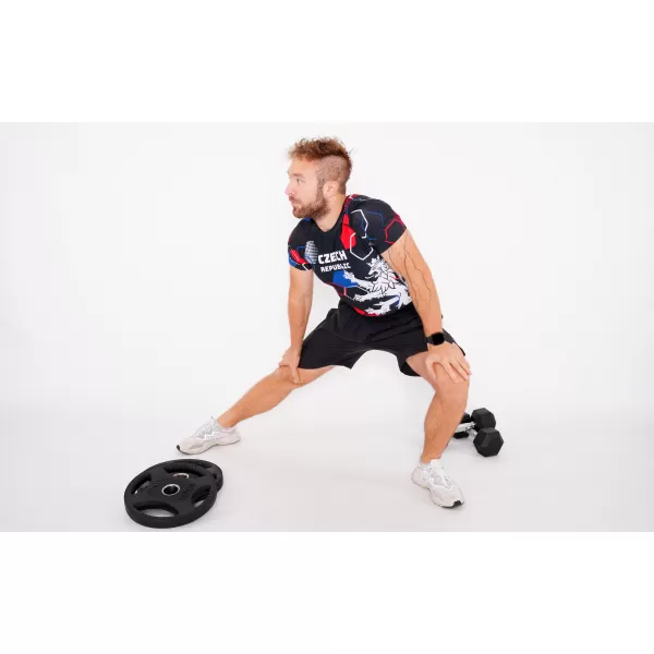  Cămașă funcțională de compresie pentru bărbați cu mâneci scurte premium ALTISPORT VOJ/ALM036TR04 HEXA NEGRU 