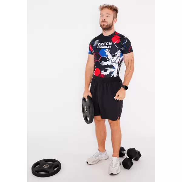 Cămașă funcțională de compresie pentru bărbați cu mâneci scurte premium ALTISPORT VOJ/ALM036TR04 HEXA NEGRU 