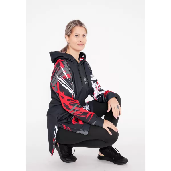  Hanorac prelungit funcțional pentru femei premium ALTISPORT VOJ/ALW039MI03 NEGRU/ROSU 