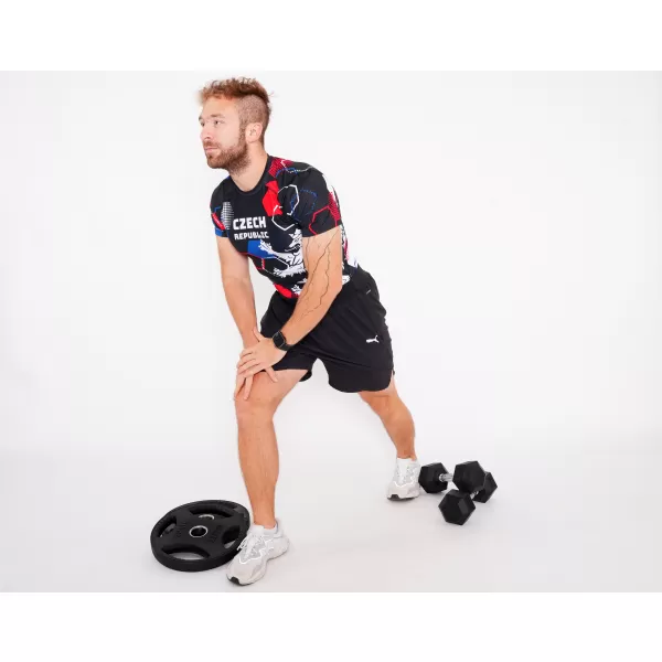  Cămașă funcțională de compresie pentru bărbați cu mâneci scurte premium ALTISPORT VOJ/ALM036TR04 HEXA NEGRU 