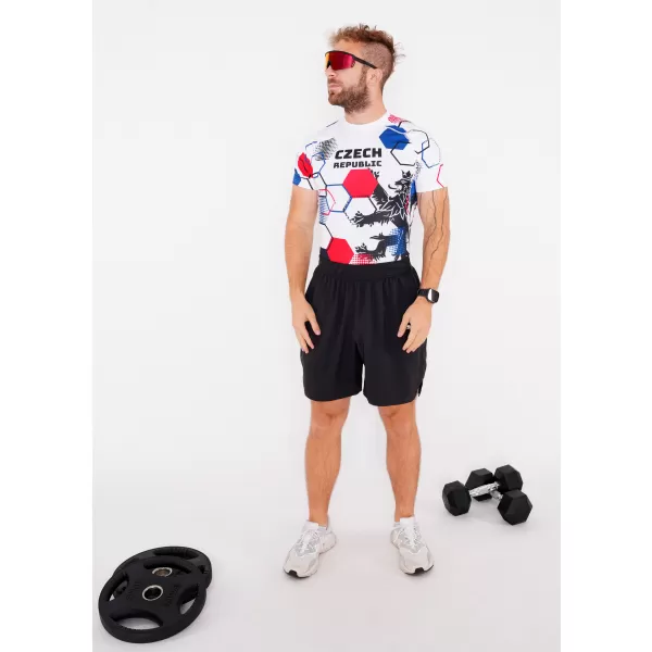  Cămașă funcțională de compresie pentru bărbați cu mâneci scurte premium ALTISPORT VOJ/ALM036TR04 HEXA ALB 