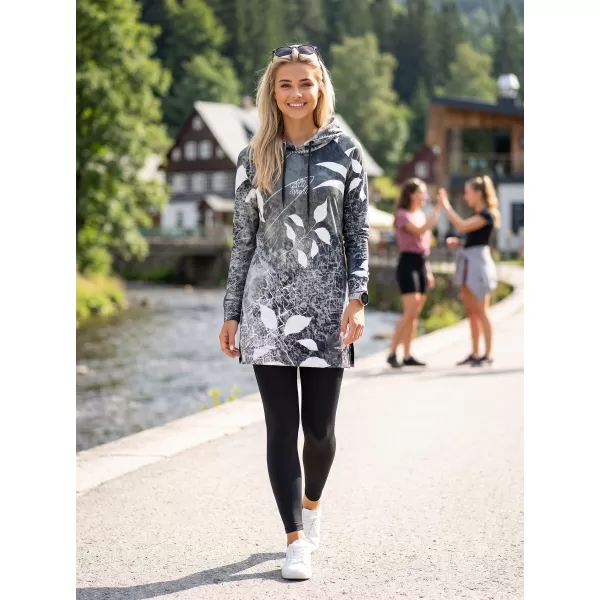  Hanorac prelungit funcțional pentru femei premium ALTISPORT VOJ/ALW020MI03 ALB-NEGRU 