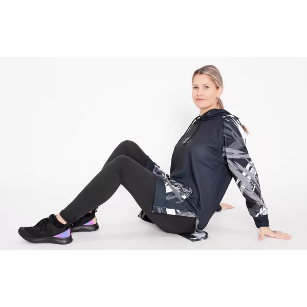  Hanorac prelungit funcțional pentru femei premium ALTISPORT VOJ/ALW039MI03 NEGRU/ALB 