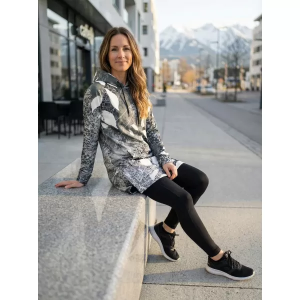  Hanorac prelungit funcțional pentru femei premium ALTISPORT VOJ/ALW020MI03 ALB-NEGRU 