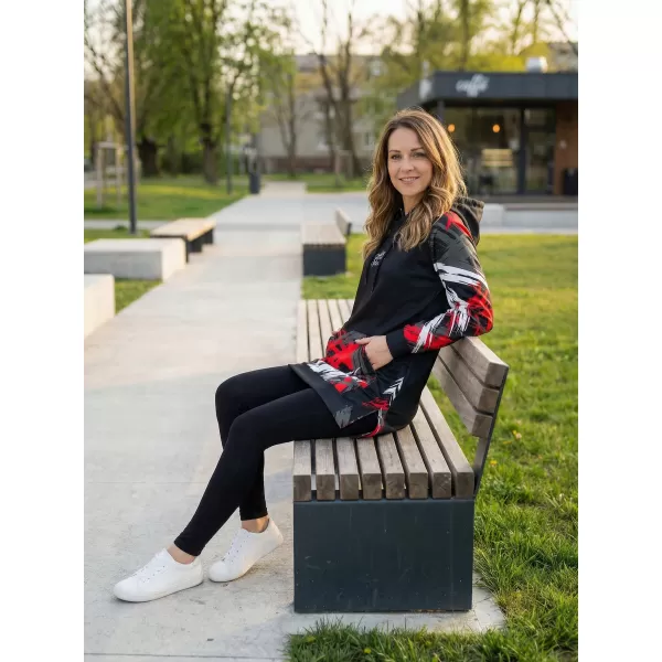  Hanorac prelungit funcțional pentru femei premium ALTISPORT VOJ/ALW039MI03 NEGRU/ROSU 